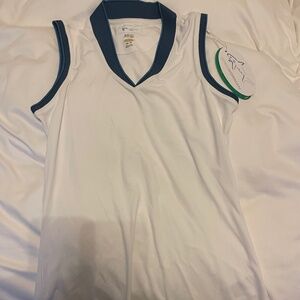 Greg Norman White Blue Accent Golf Sleeveless Women’s Shirt